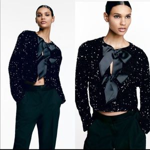 🔥 LAST ONE H&M Tie- Front sequined jacket black NWT XS